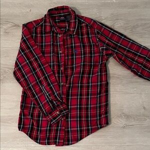Boy’s Wrangler Red and Black Plaid Button Down Shirt